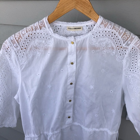 Ulla Johnson Blouse Lace Eyelet White Tassels - Picture 4 of 8